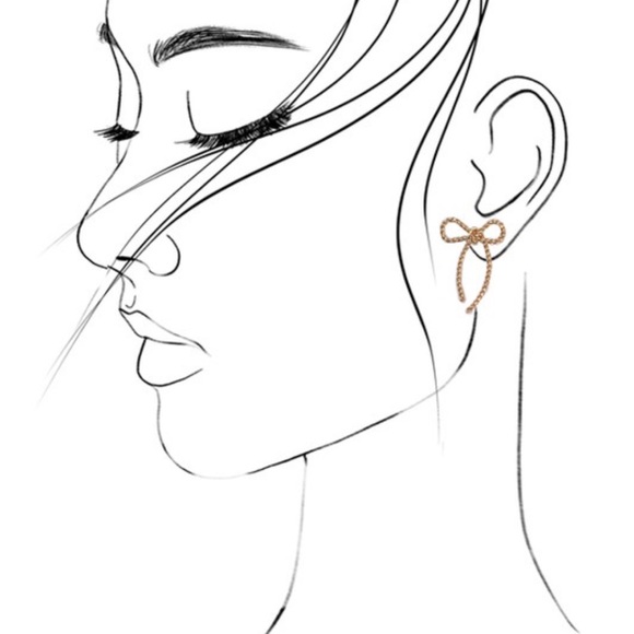 Gold Tone Rope Bow Tie Dainty Trending Stud Earrings - Picture 4 of 5
